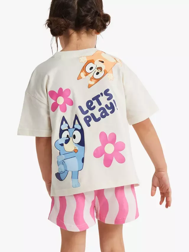Детский хлопковый пижамный комплект Bluey с короткими штанинами, разноцветный Brand Threads — фото 2