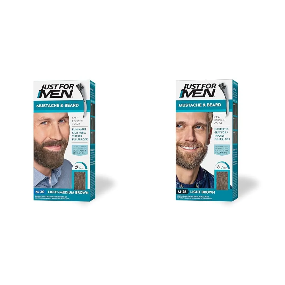 Краска для усов и бороды Just For Men, в комплекте с кисточкой для удобного нанесения., Light-Medium Brown M-30