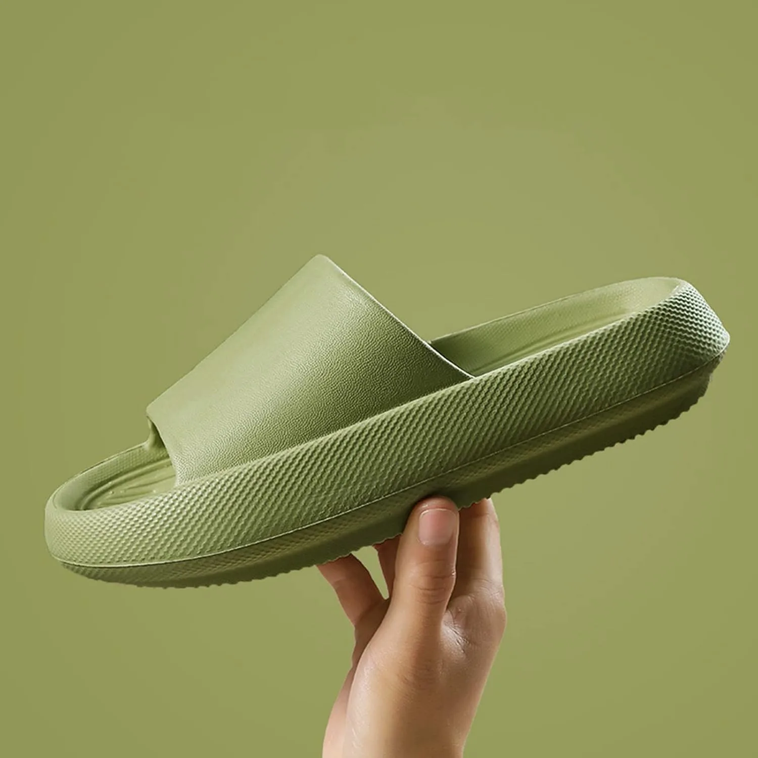 Женские и мужские тапочки Cosify Cloud Slippers, супермягкие домашние тапочки из ЭВА, мужские толстые тапочки сандалии, тапочки сандалии унисекс Blingko, зеленый — фото 4