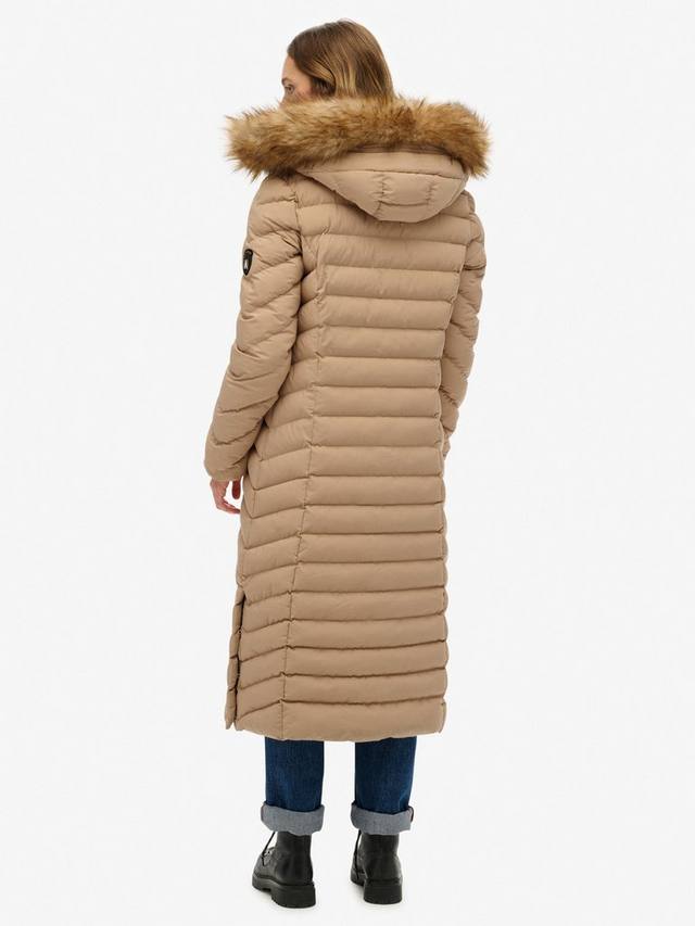 Длинное пальто Fuji с капюшоном из искусственного меха Superdry, Shaker Beige — фото 2