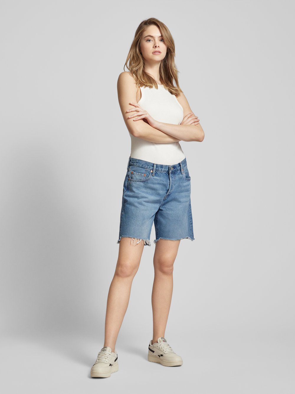 

Джинсовые шорты прямого кроя с бахромой, модель «501 90S» Levi's