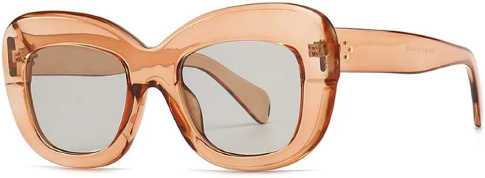 

Ретро-солнцезащитные очки большого размера для женщин и мужчин, модель «кошачий глаз», с заклепками, защита от ультрафиолета UV400 LANGSER, Champagne Gray