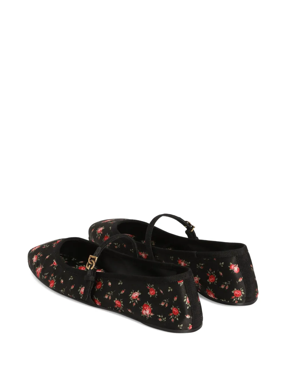 Балетки с ремешками и цветочным принтом Dolce & Gabbana, черный — фото 3