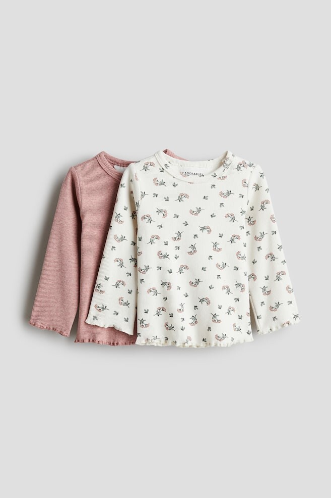 

2 упаковки рубашек из хлопка в рубчик H&M, розовый