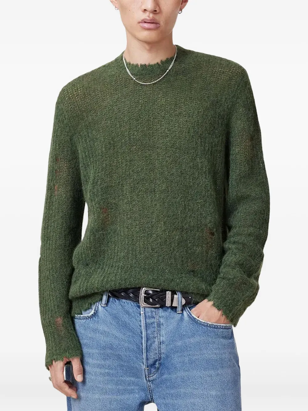 

Свитер с бахромой AllSaints, зеленый