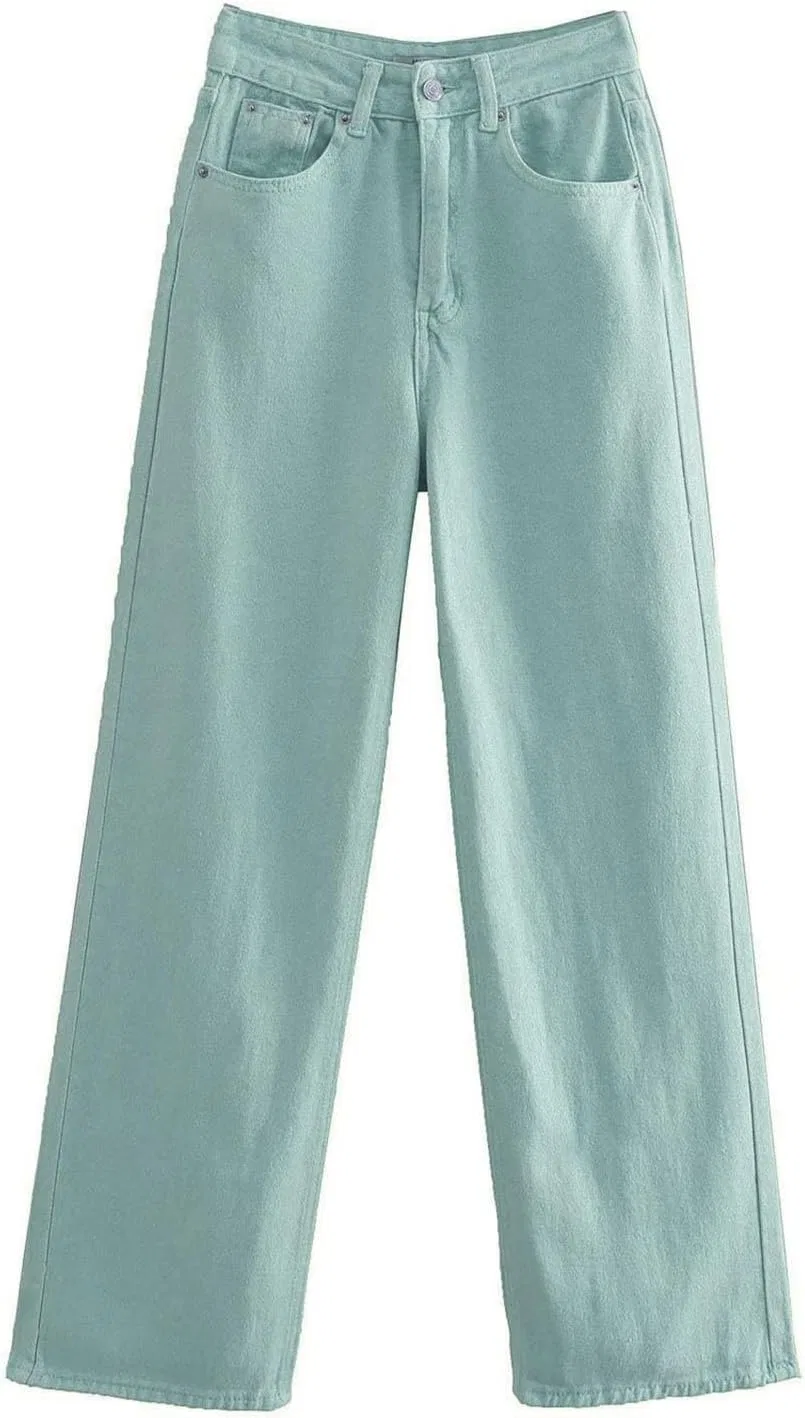 Джинсы свободные Women‘s Wide Leg Jeans, Mint Green — фото 3