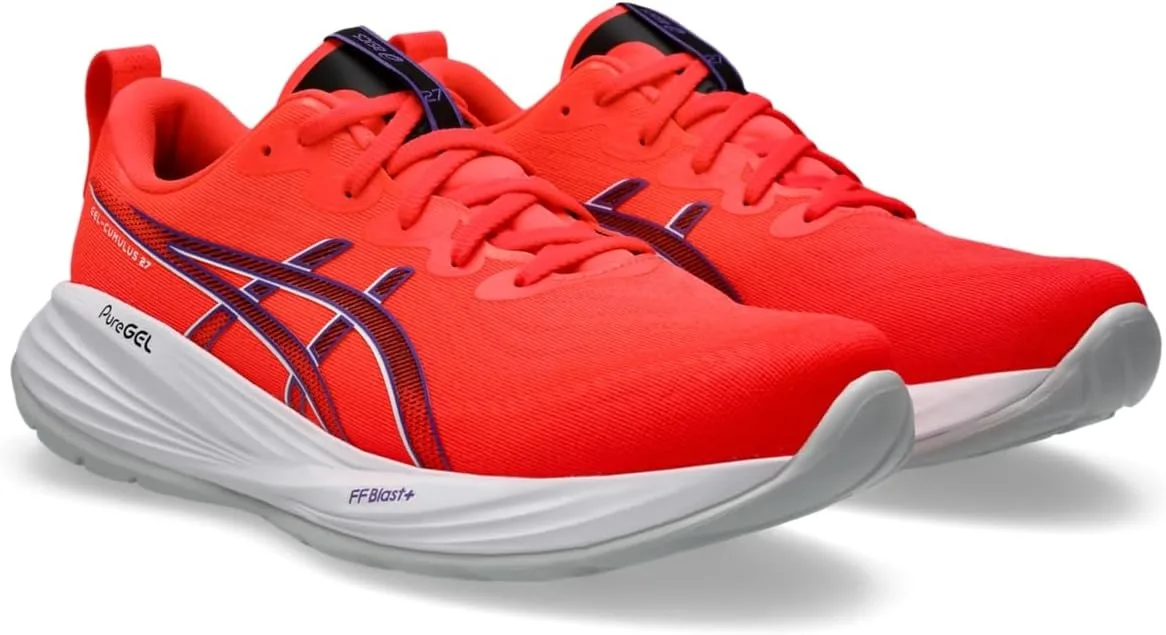 Мужские беговые кроссовки ASICS Gel-Cumulus 27, цвет Glacier Grey/Mid Grey, белый/красный — фото 2