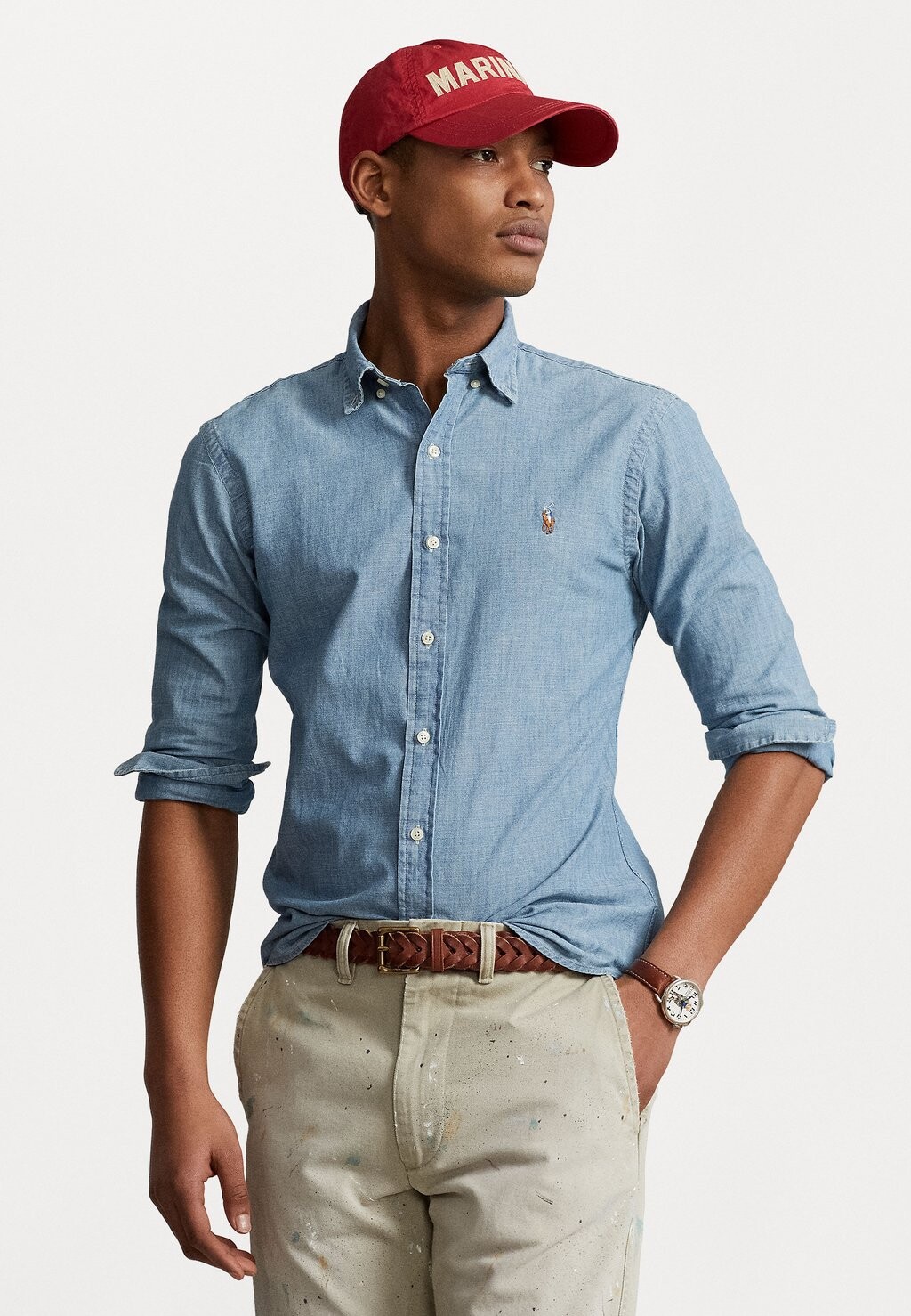 

Рубашка SLIM FIT CHAMBRAY SHIRT Polo Ralph Lauren, средняя стирка
