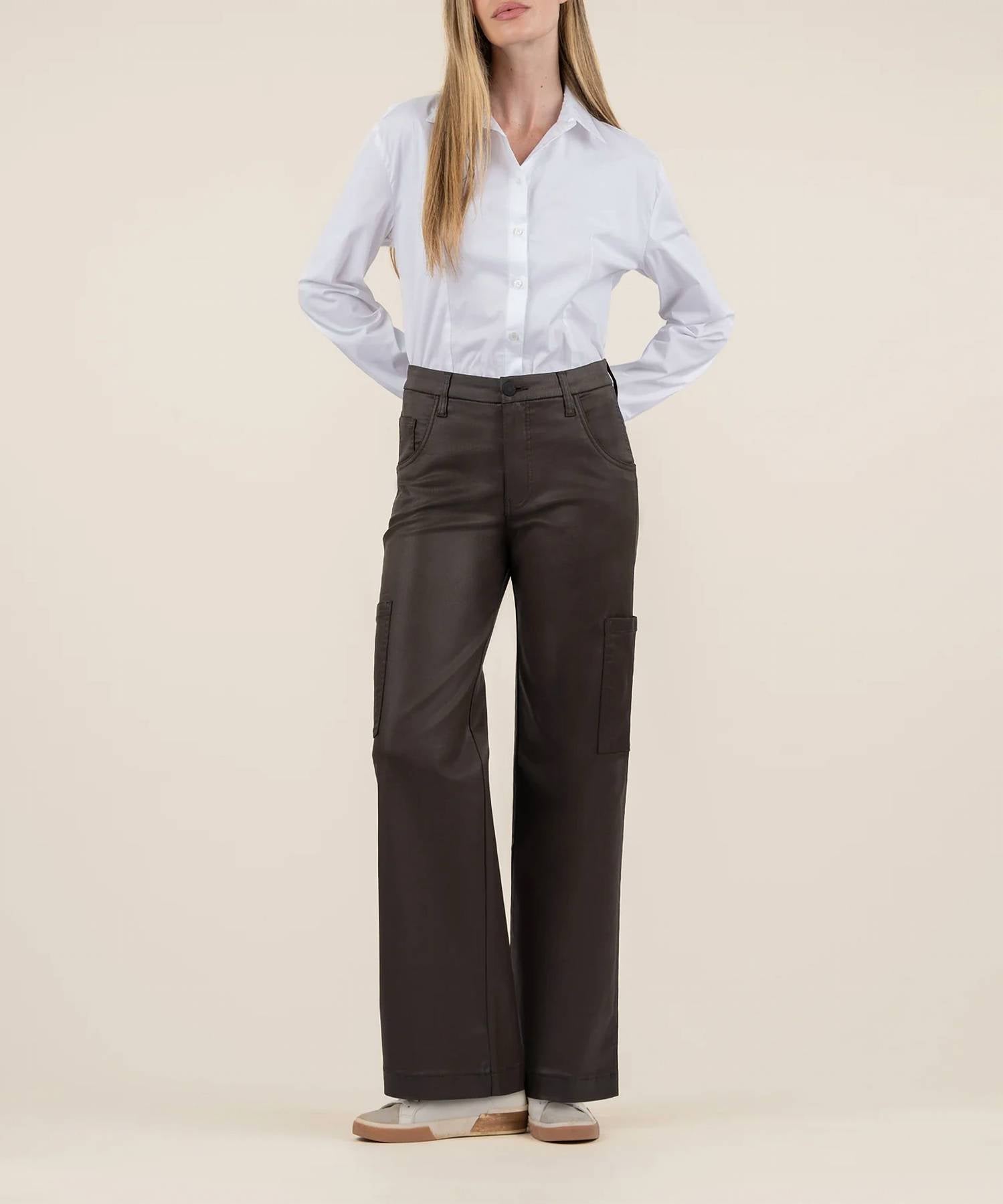 

Брюки Jodi Coated High Rise Pant в цвете Seal Brown KUT FROM THE KLOTH