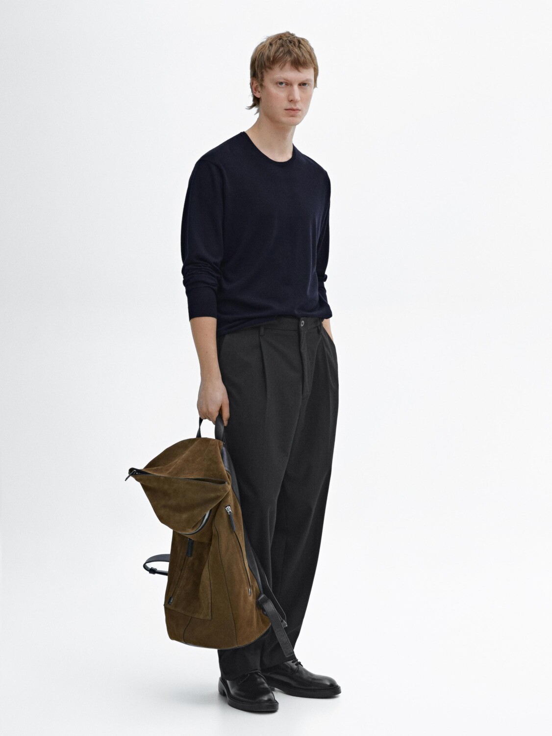 

Вязаный свитер из 100% мериносовой шерсти Massimo Dutti, синий