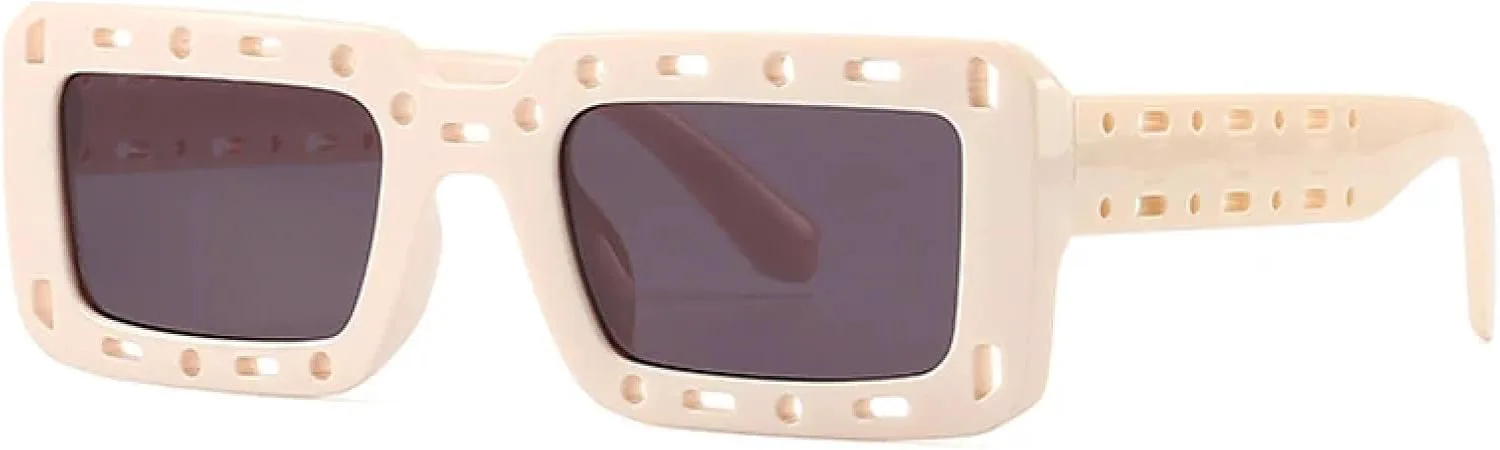 

Полые солнцезащитные очки для мужчин и женщин в модном хип-хоп стиле, для активного отдыха, уличной фотографии, с защитой от УФ-излучения UV400 TKKTLLT, Beige Gray