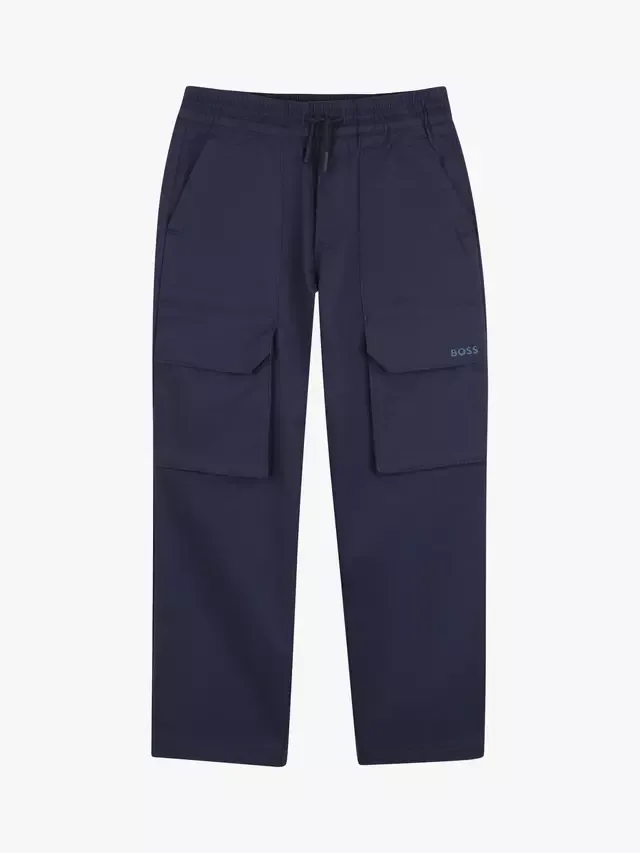 Детские спортивные брюки-карго, темно-синие HUGO BOSS