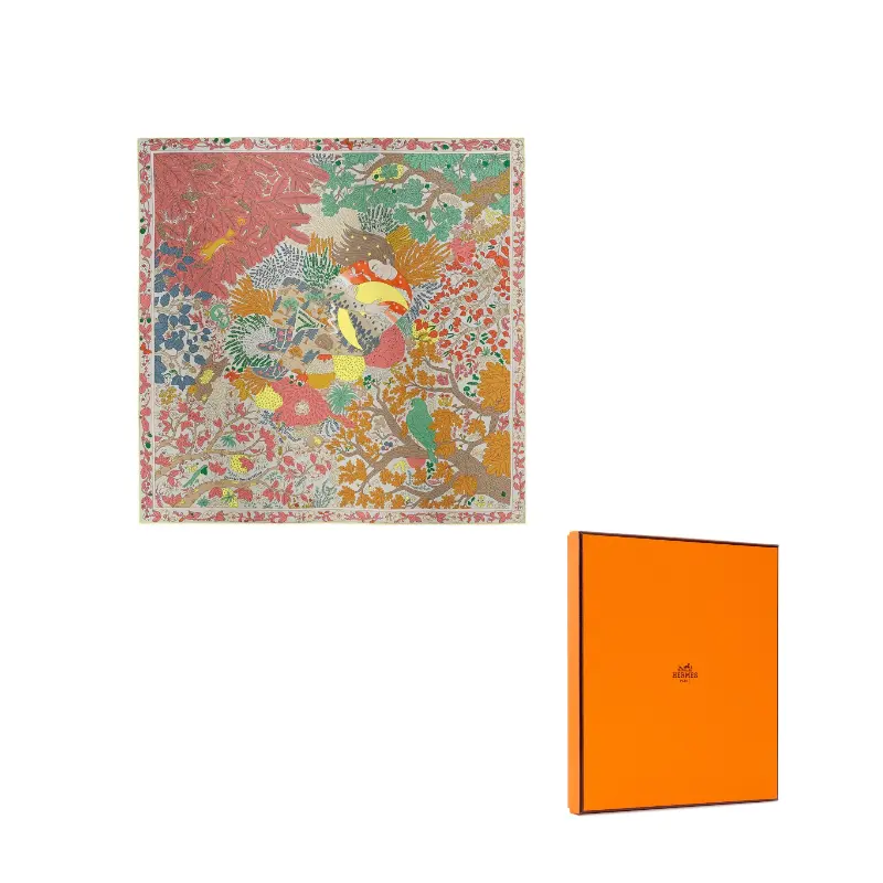 

HERMES Шелковый платок с ручным подрубом для женщин Khaki