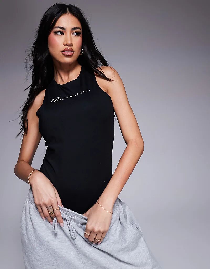 

Боди Armani racer с перекрестными бретелями и логотипом черного цвета EA7