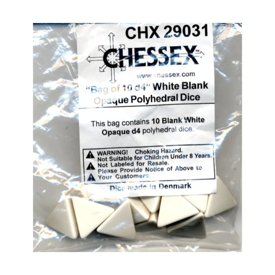 

d4 Пустой белый (10), Dice - Blank (Chessex)