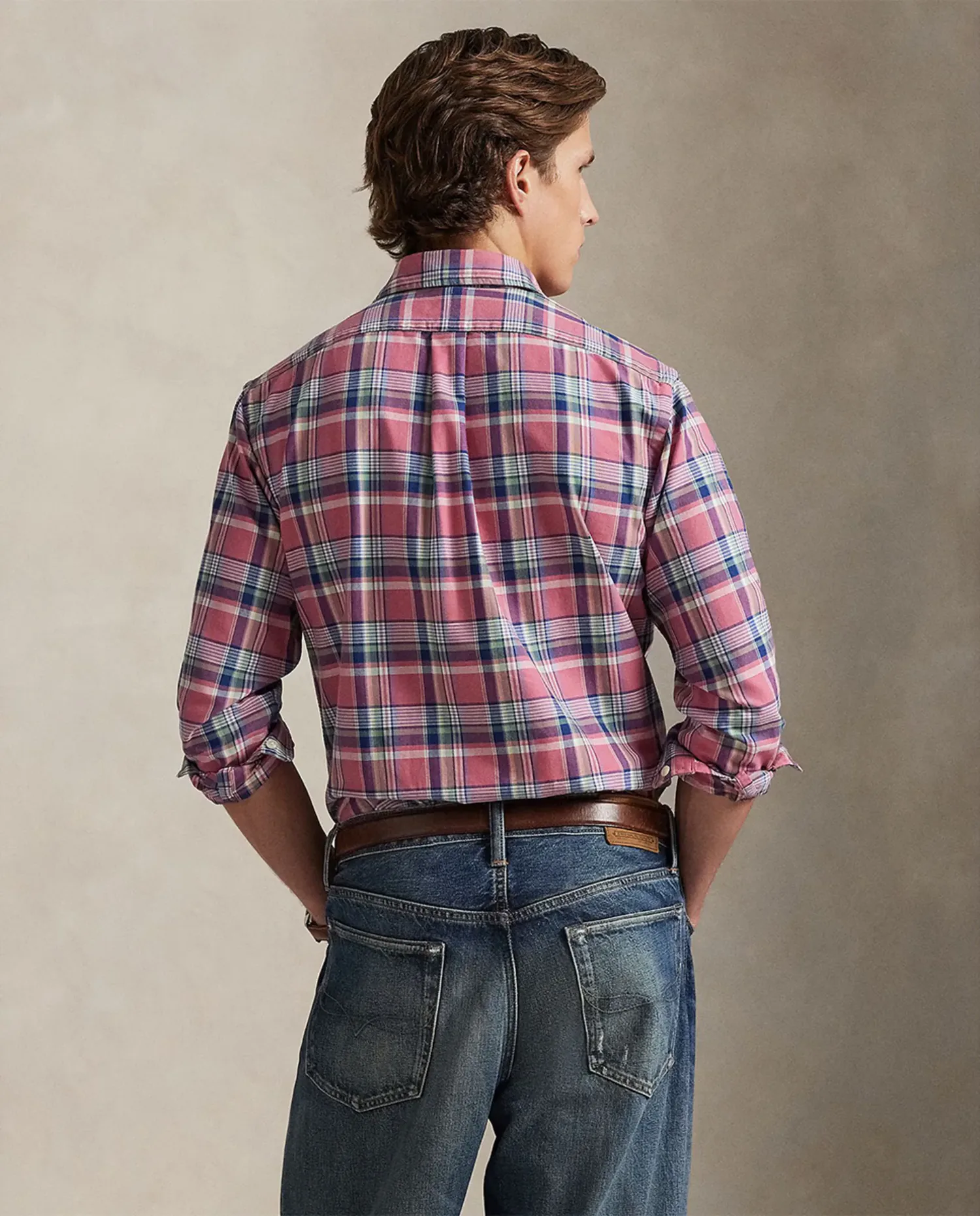 Мужская рубашка Oxford Custom Fit в клетку Polo Ralph Lauren, мультиколор — фото 2