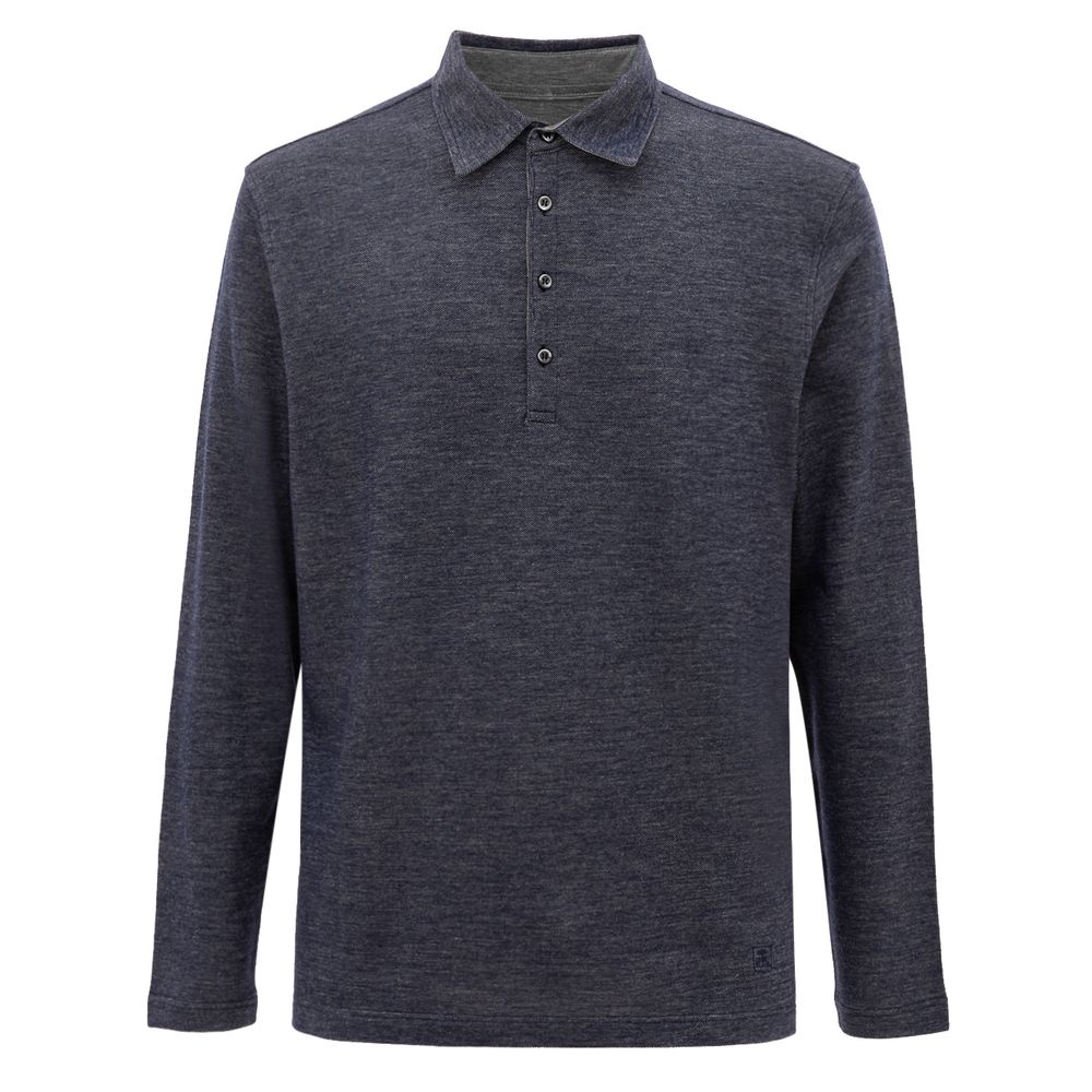 

Синяя шерстяная рубашка поло Corneliani
