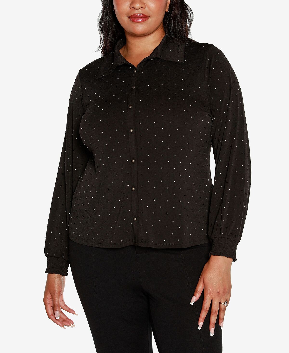 

Топ больших размеров с украшением на пуговицах Black Label Plus Size Belldini, черный