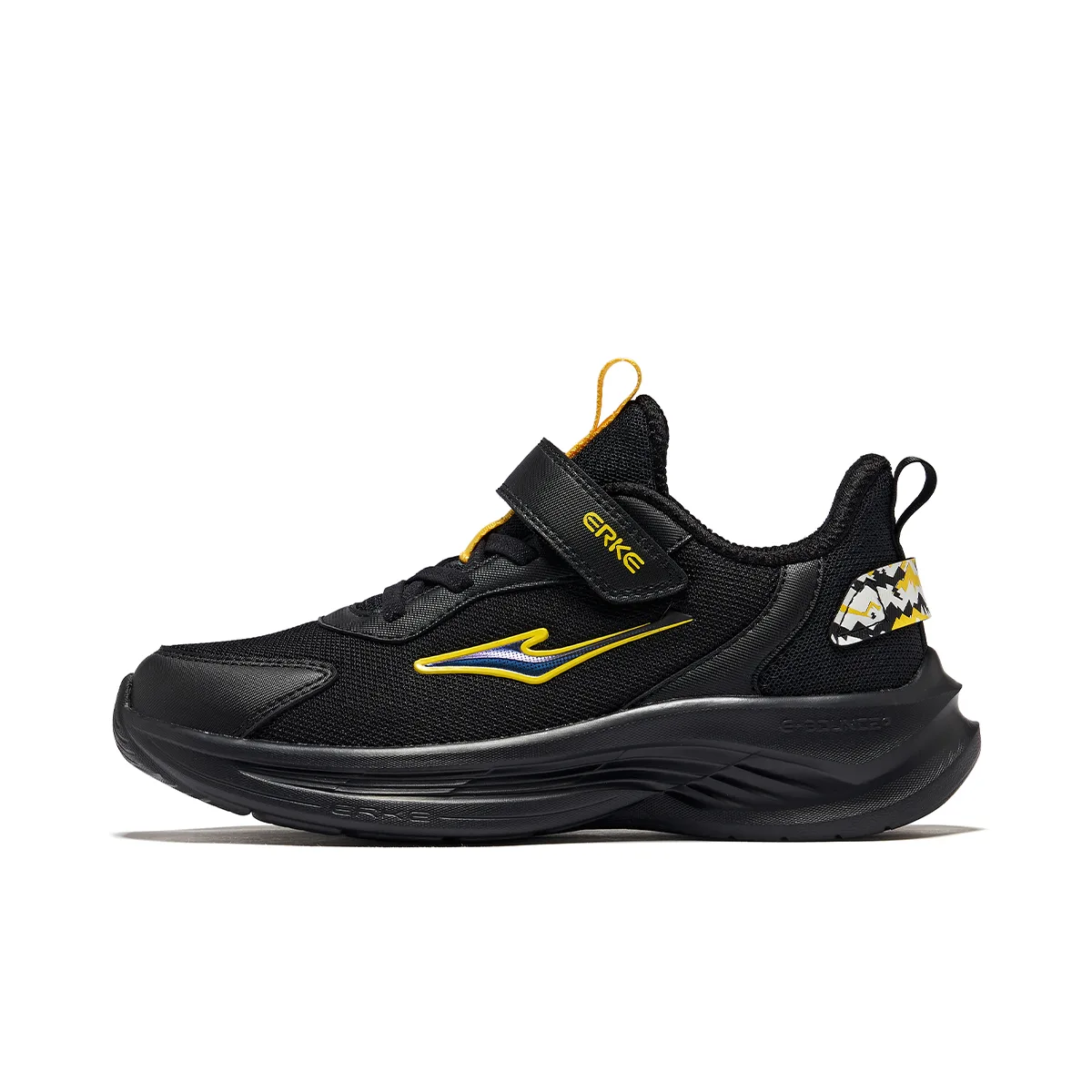 ERKE KIDS Slip Resistant Cushioning Breathable Low top Running Shoes Jet Black/Jasmine Yellow Kids'
