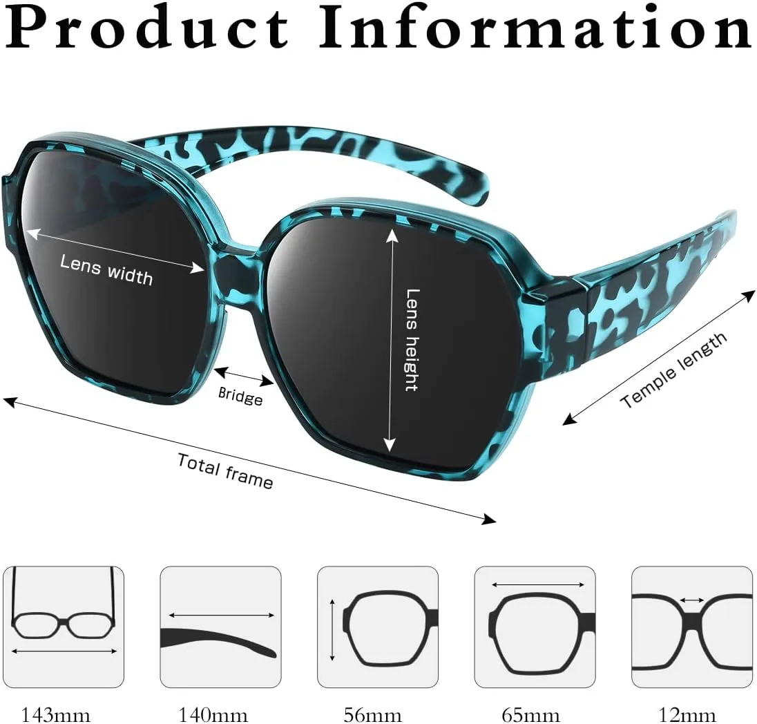 

Квадратные, увеличенные, поляризованные очки, надеваемые поверх солнцезащитных очков, с легкой крупной оправой, для женщин и мужчин TINHAO, F01-blue Leopard