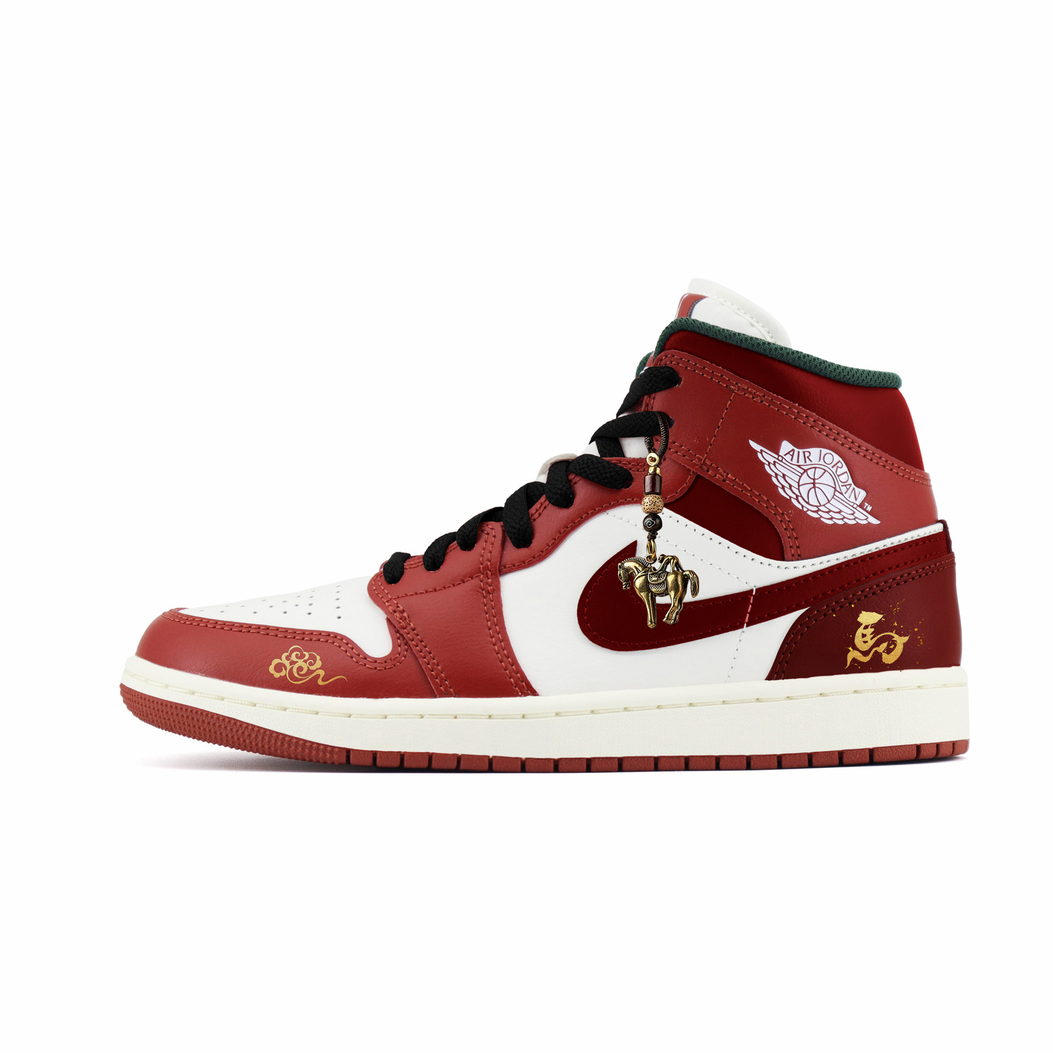 

Винтажные баскетбольные кроссовки Air 1 унисекс мид-топ черные Jordan, красный/белый