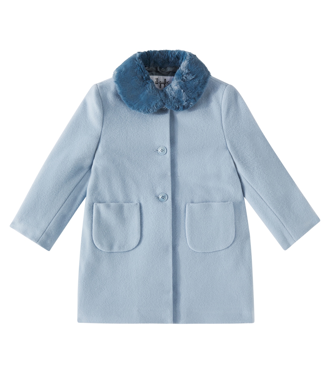 

Пальто из смесовой шерсти с отделкой из искусственного меха Il Gufo, Cloud Blue