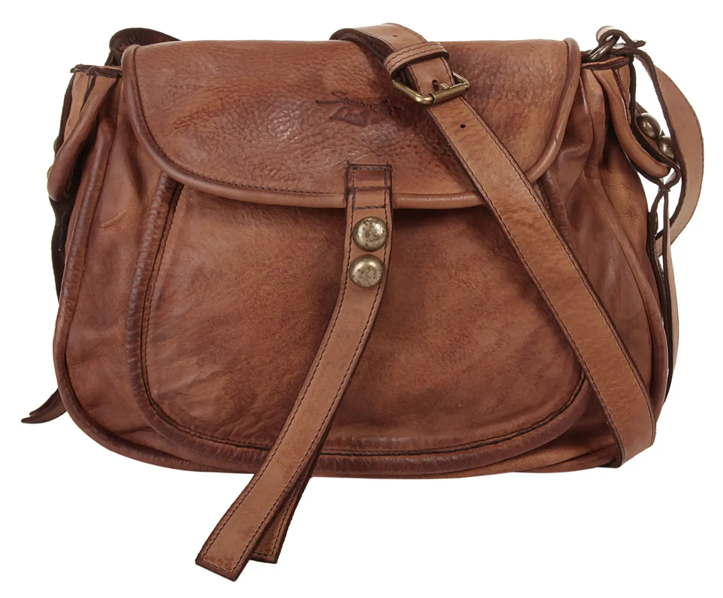 

Сумка через плечо Samantha Look, натуральная кожа, производство Италия, цвет Cognac