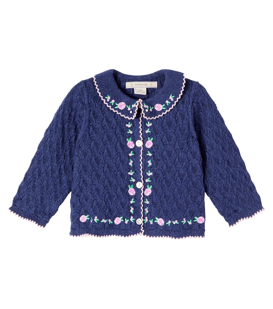 

Детский кардиган с вышивкой Baby Rosier из хлопковой смеси Konges Sløjd, Ensign Blue