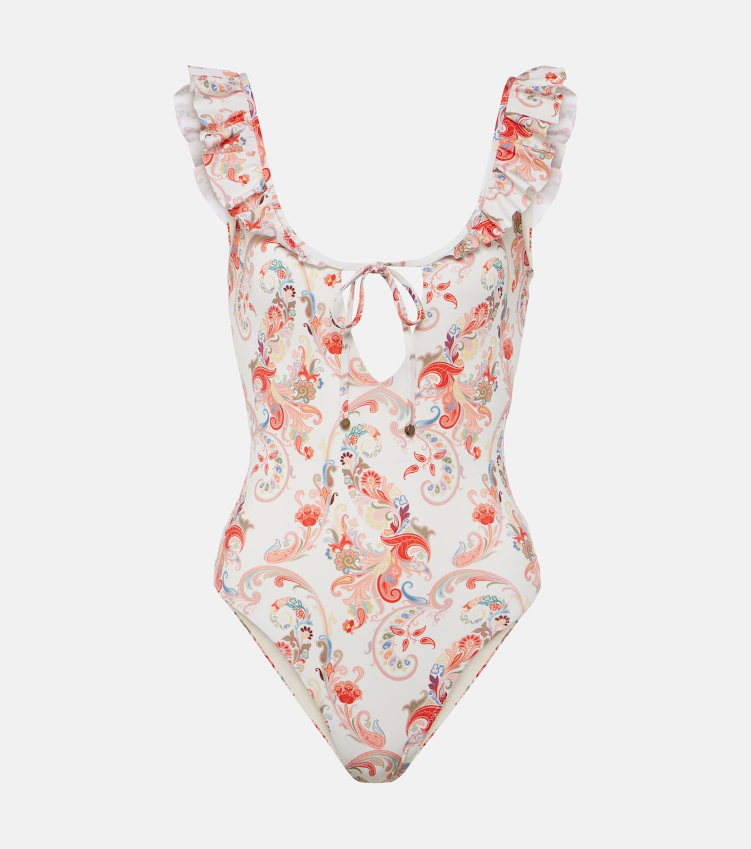 

Купальник с оборками и узором пейсли Etro, Print On White Base