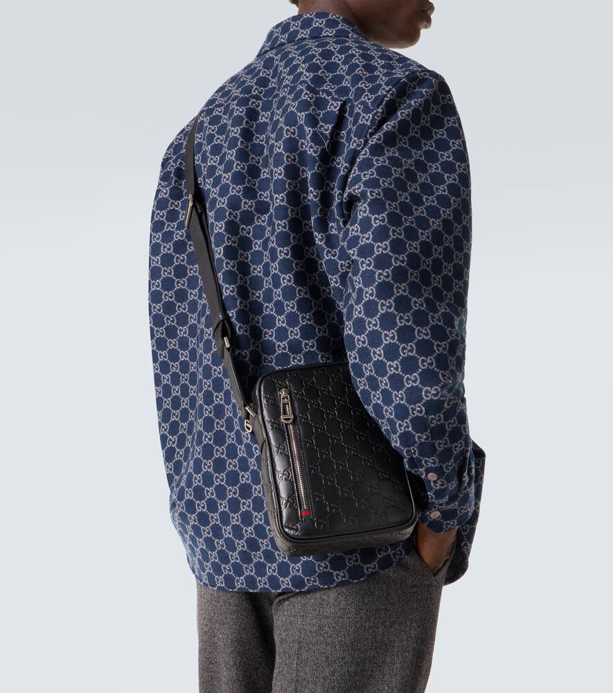 Маленькая кожаная сумка GG через плечо Gucci, Blk/Blk/Blk/Vrv — фото 3