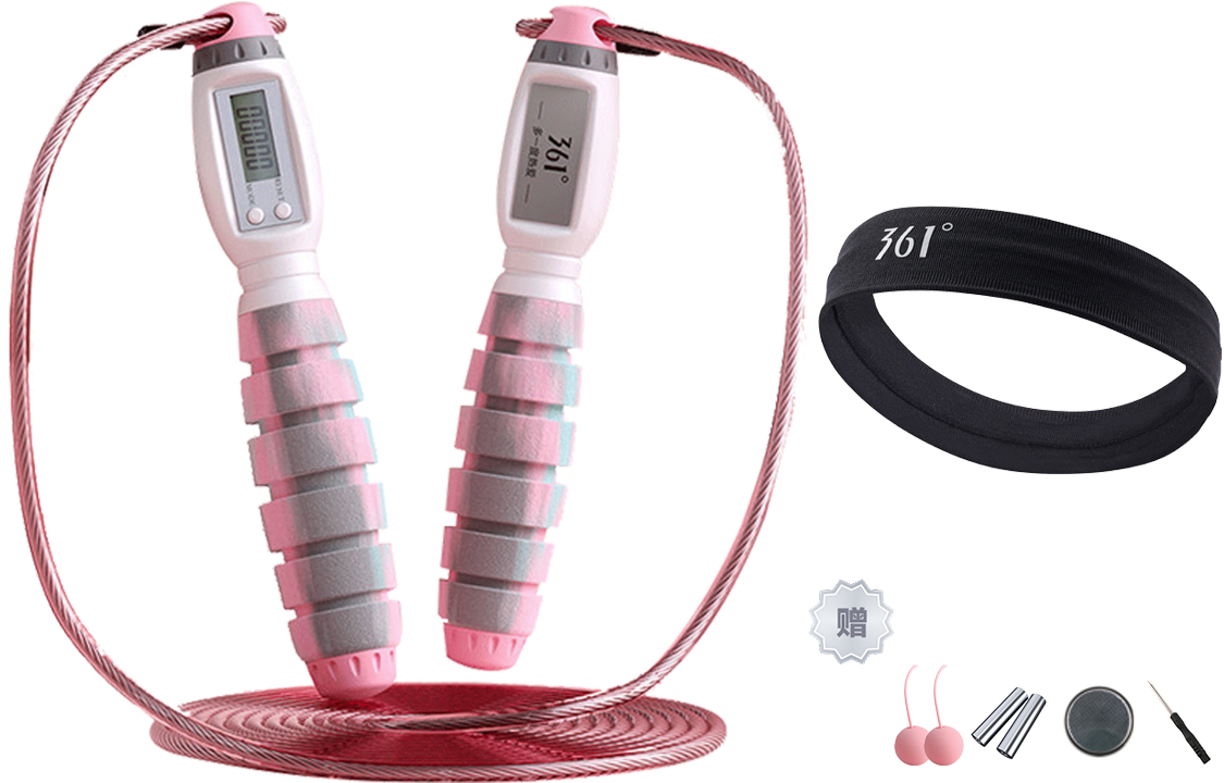 

Скакалка 361°, camouflage розовый[dual-purpose]counting jump rope+черный slip-resistant silicone headband