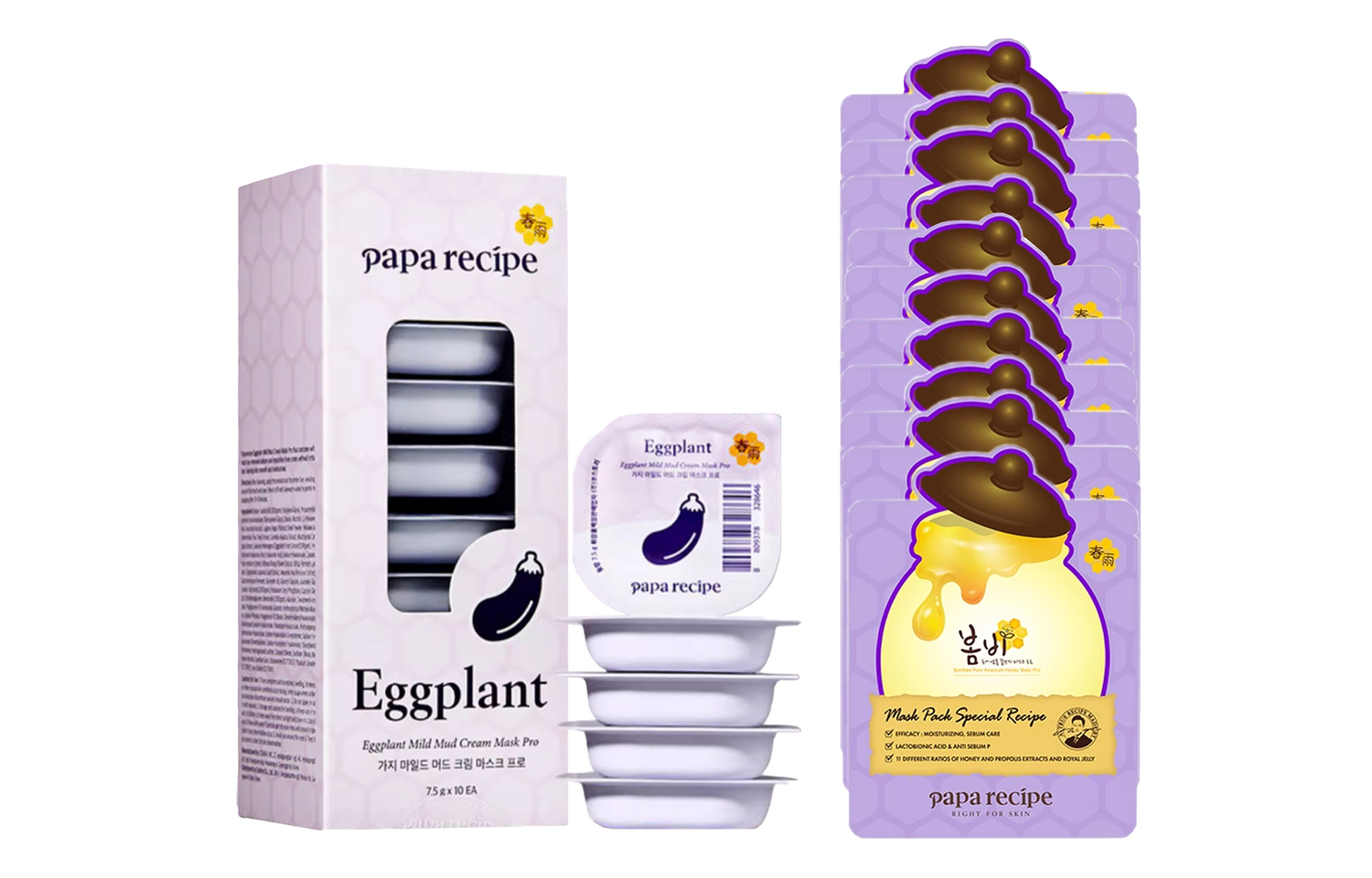 

Очищающая маска с баклажаном увлажняющая успокаивающая 3 капсулы по 7,5 г * 10 штук/упаковка + 25 г * 6 капсул/упаковка Papa Recipe