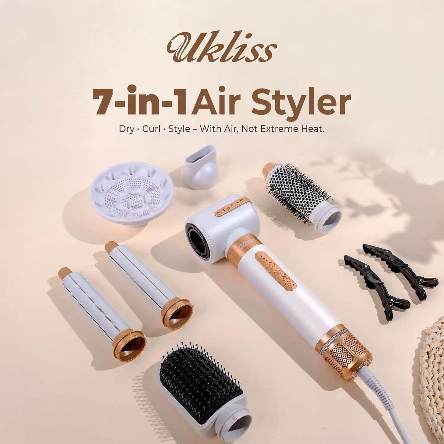 Набор для укладки волос «Hairstyler Pro 7 in 1» от UKLISS Ukliss, White — фото 2