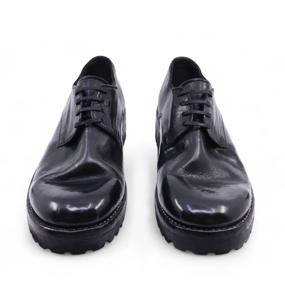 Мужские дерби туфли Goodyear welt на итальянской подошве Extralight чёрные от Yase — фото 3