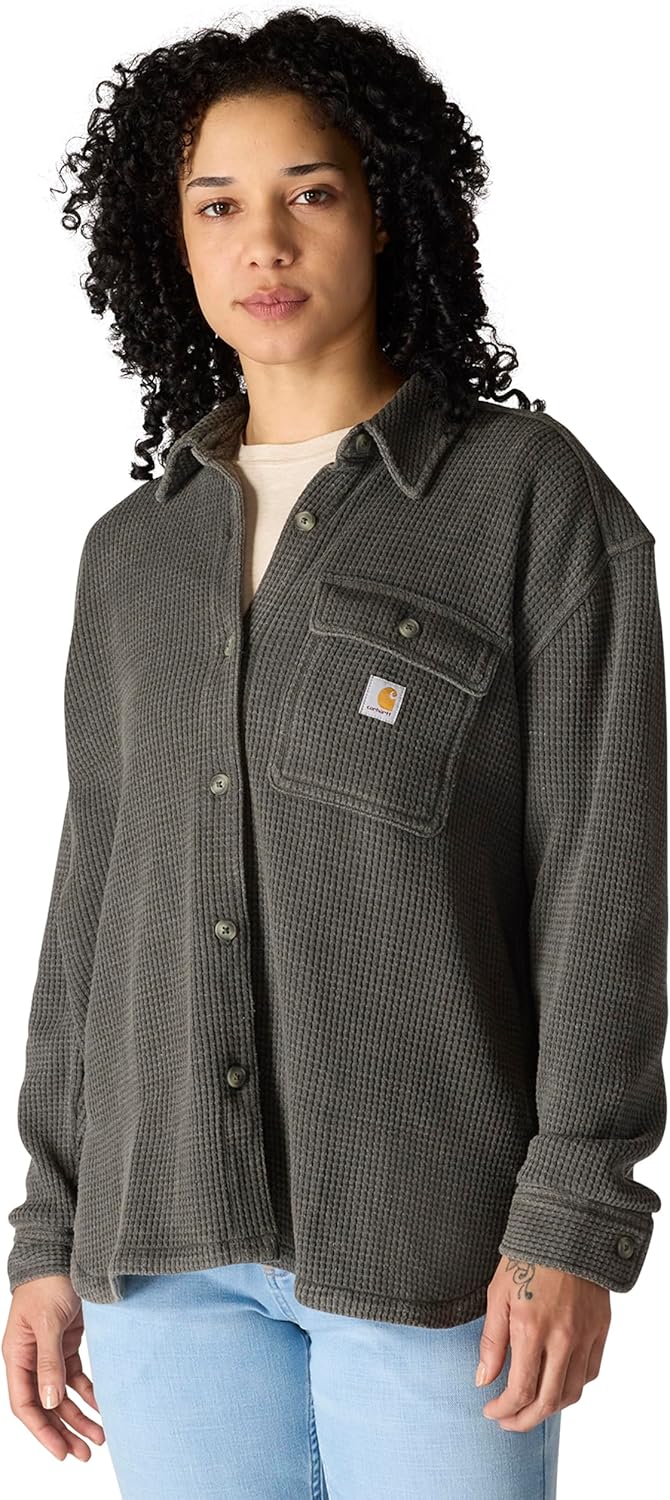 

Carhartt женская футболка оверсайз из плотного вафельного трикотажа, Carbon Heather