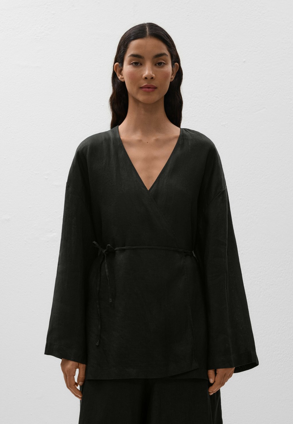 

Блуза LINEN SIDE TIE KIMONO OYSHO, черный