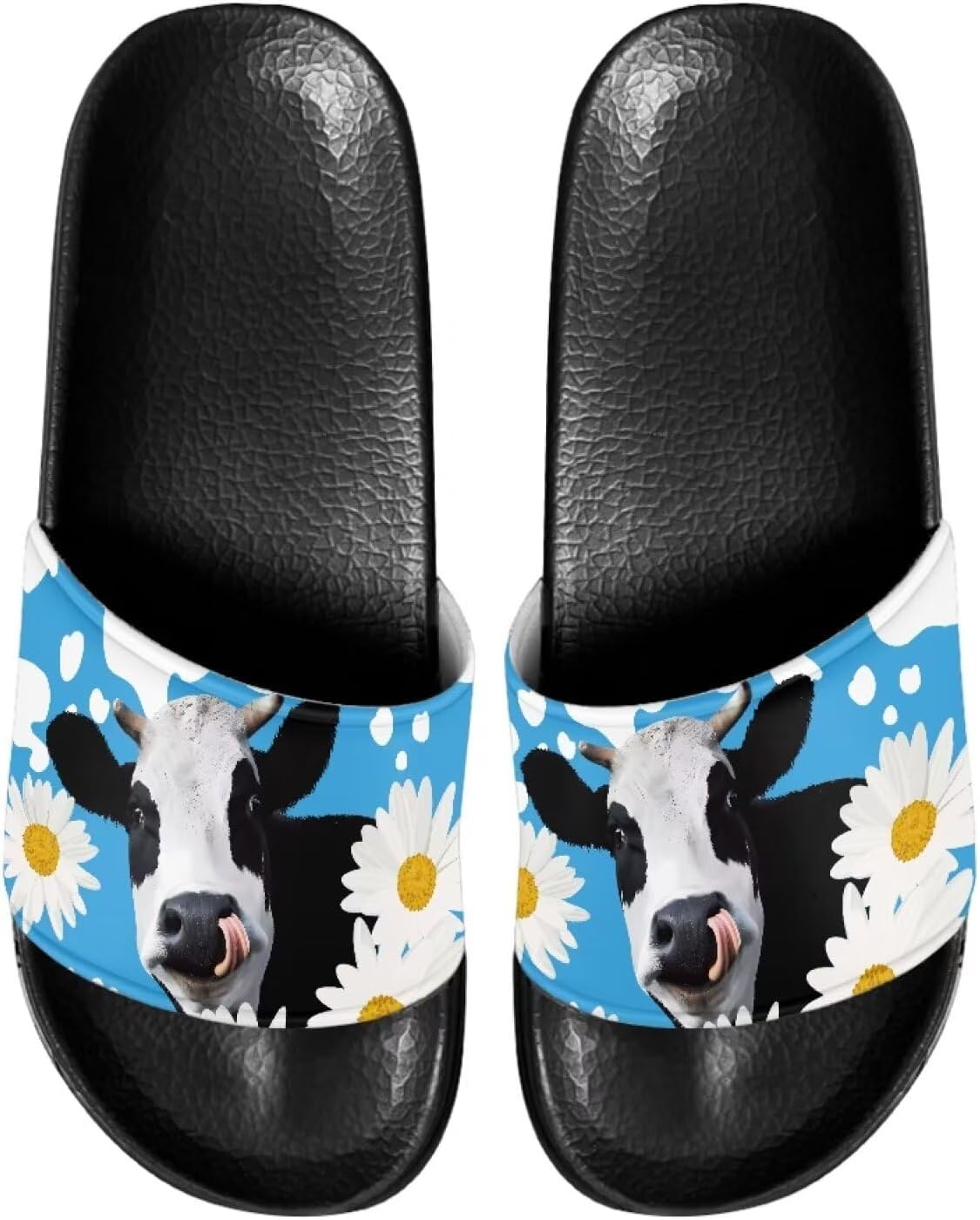 

Мужские шлепанцы для душа Kathyboom, комфортные сандалии с открытым носком, нескользящие, плоские, домашние тапочки, Daisy Cow