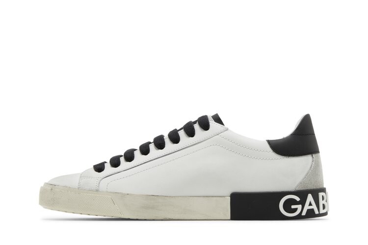 Кроссовки Dolce & Gabbana Portofino Vintage 'DG Logo Print - White Black', белый — фото 3