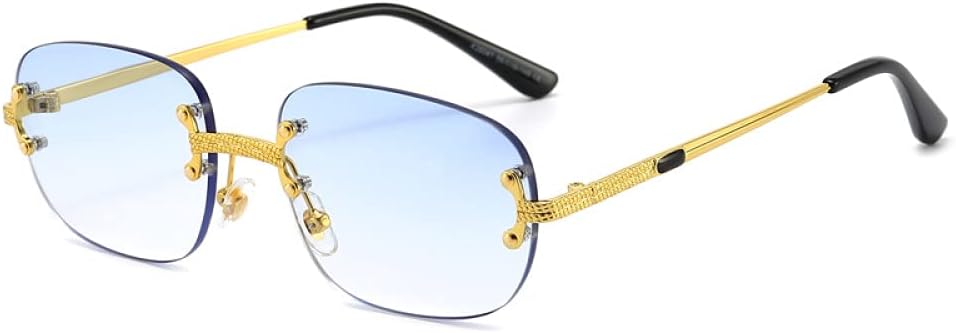 

Солнцезащитные очки прямоугольной формы без оправы для женщин, роскошные солнцезащитные очки, маленькие, без оправы, зеркальные, из сплава, розово-коричневые MUTYNE, C8