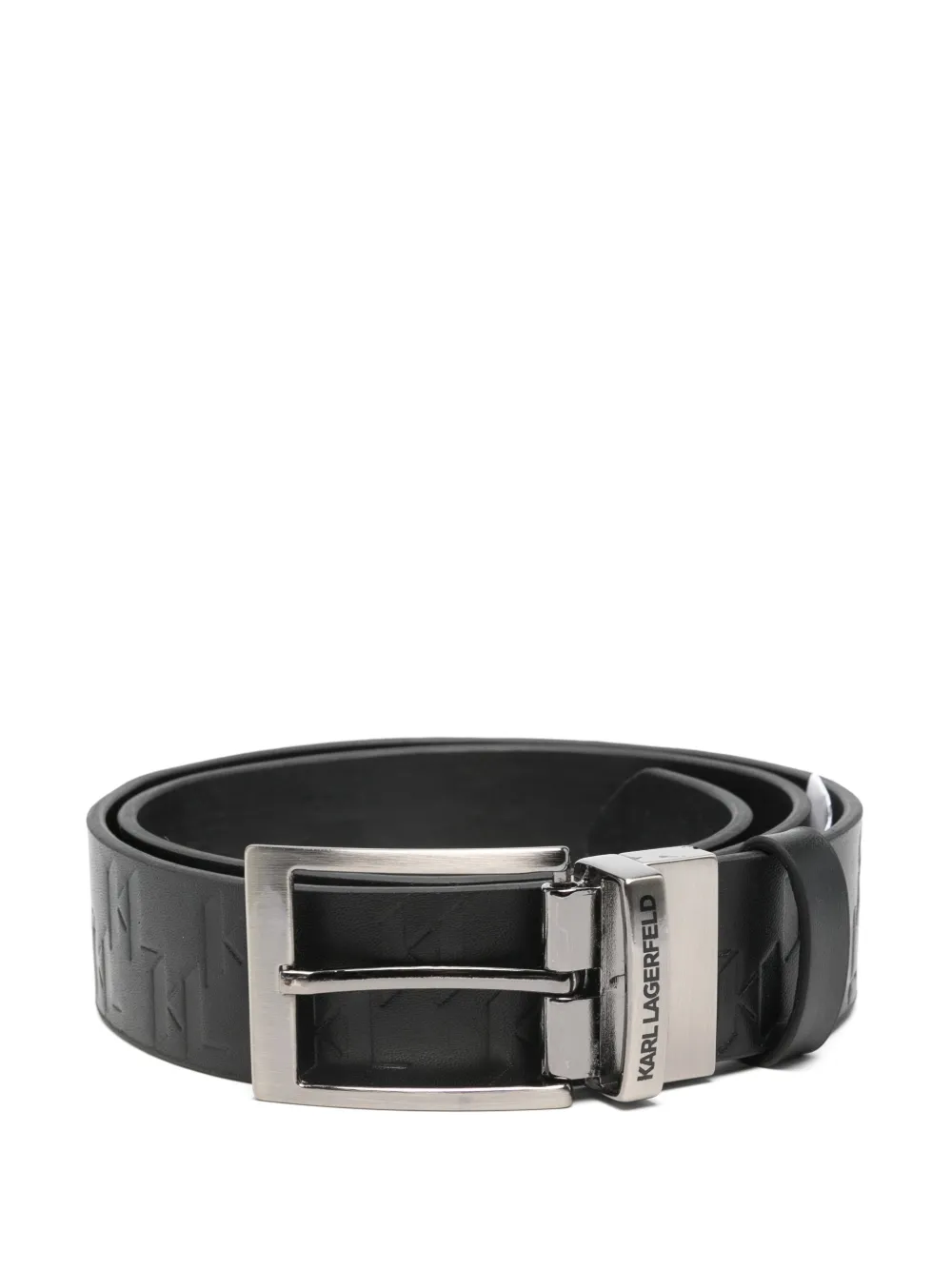 

Ремень с пряжкой из тисненой телячьей кожи Karl Lagerfeld, черный