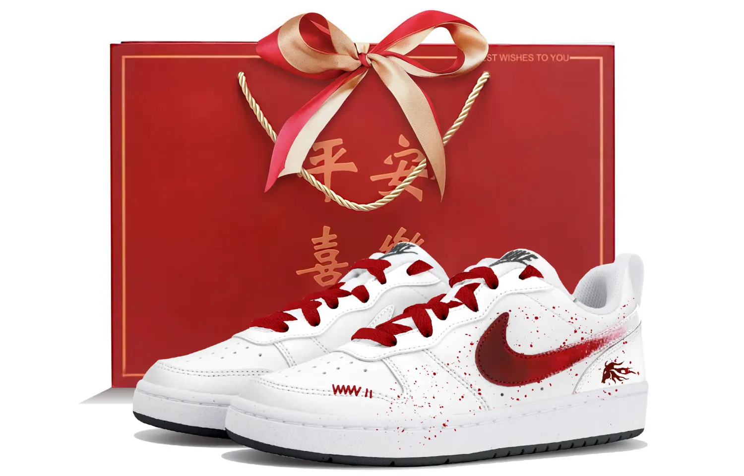 

Nike Детские низкие скейтбордистские кроссовки Court Borough из синтетической кожи, красные, для подростков