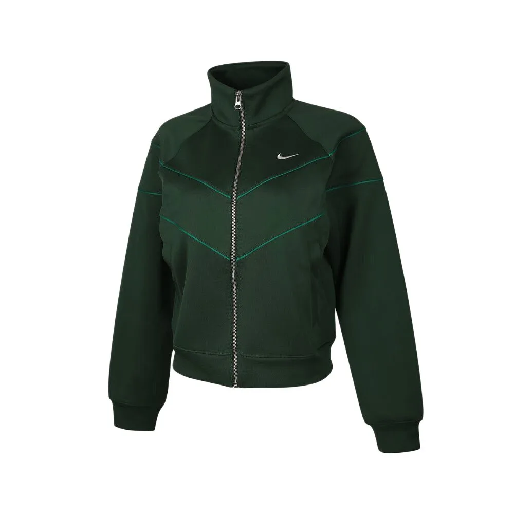 Nike Куртка женская зеленая с отложным воротником