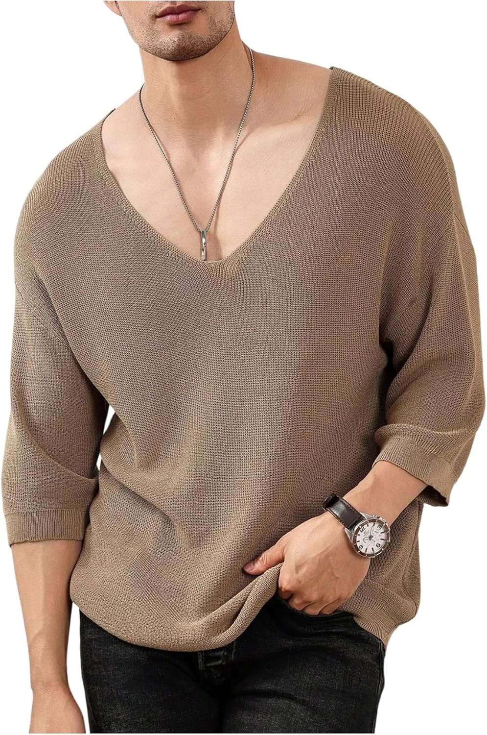 

Verdusa мужской свитер V-образным вырезом с удлиненными плечами