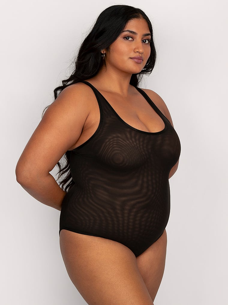 

Боди из прозрачной сетки Curvy Couture, черный