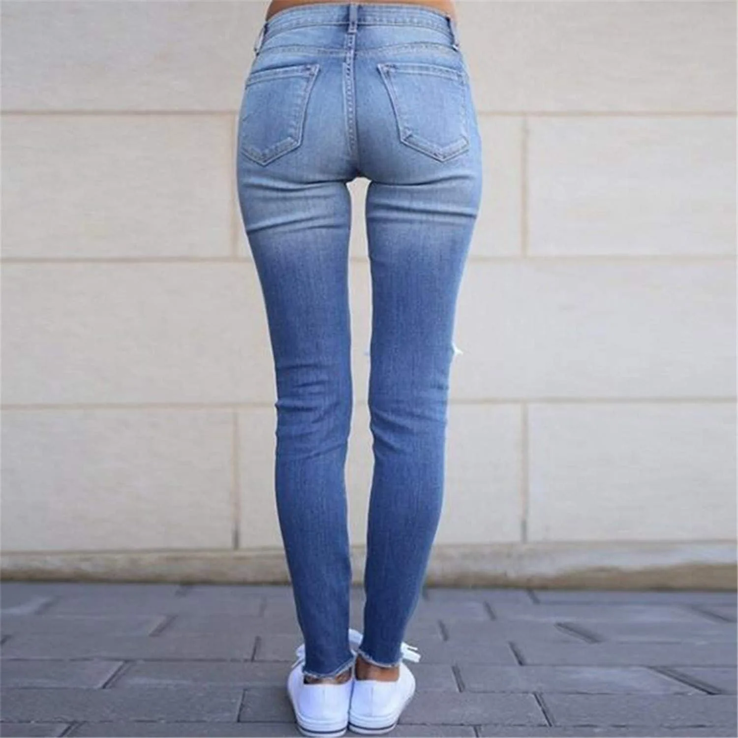 Andongnywell женские джинсы Boyfriend Distressed Slim Fit Ripped — фото 4