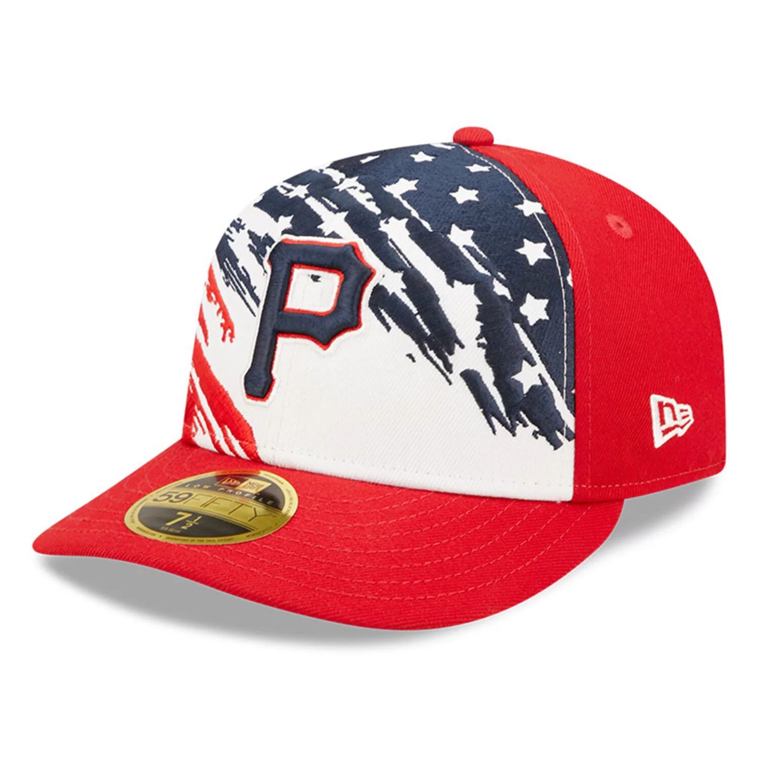 

Мужская низкопрофильная кепка New Era Red Pittsburgh Pirates 2022, 4 июля, 59FIFTY, облегающая шляпа