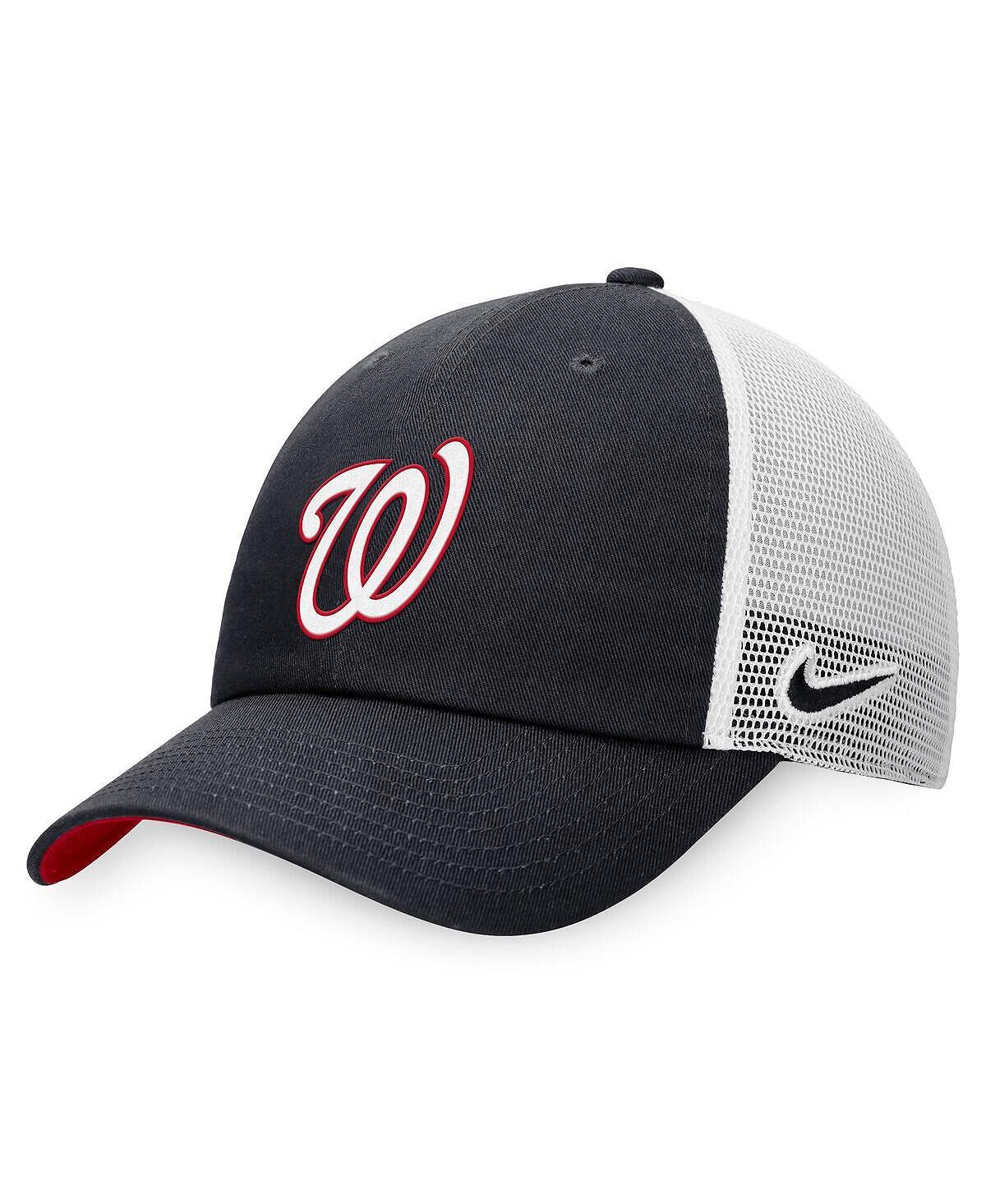 

Мужская темно-синяя, белая регулируемая кепка дальнобойщика Washington Nationals Heritage86 Nike