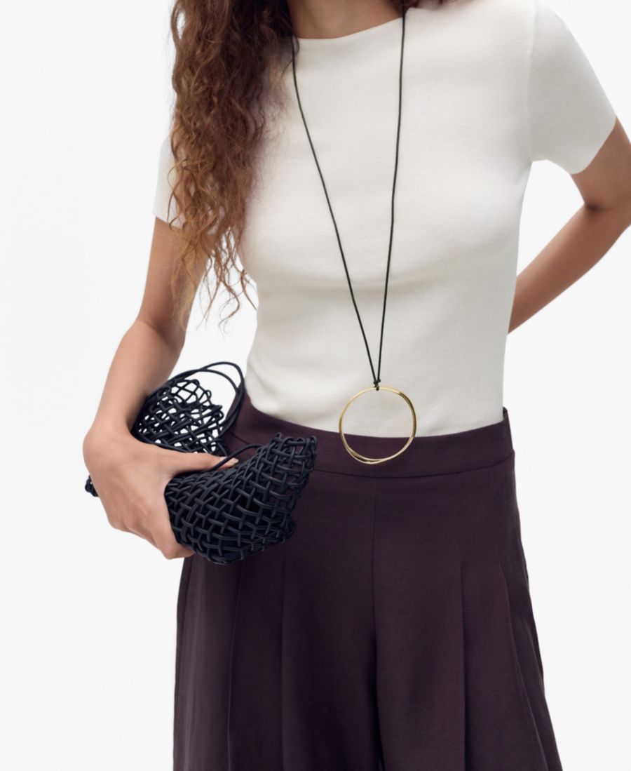 

Женский свитер тонкой вязки с короткими рукавами MANGO, White