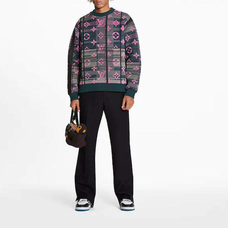 Толстовка LOUIS VUITTON LV SS21 Monogram Crewneck Pullover Long Sleeve Sweatshirt For Men Green 1A8P0J, темно-зеленый — фото 2
