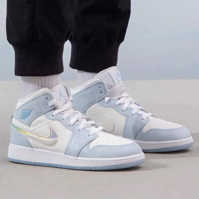 Кроссовки Mid SE Glitter Swoosh GS Jordan, синий — фото 3